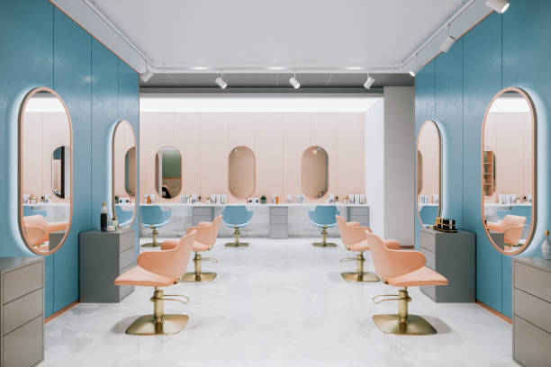 Interior of an empty, retro styled beauty salon. Interior of an empty, retro styled beauty salon.